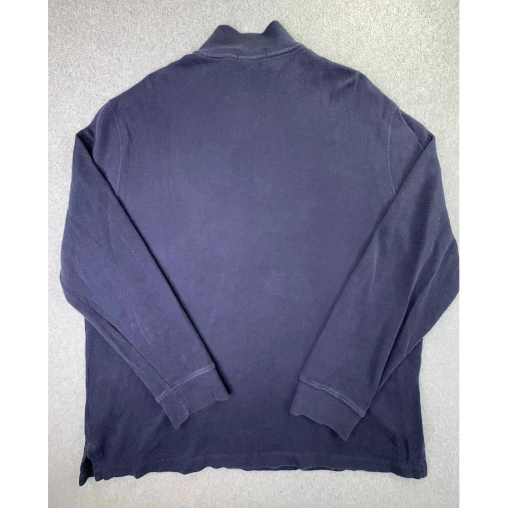 Polo Ralph Lauren Estate Rib 1/4 Zip Long Sleeve Sweater Men 2XL Navy Flesh Pony
